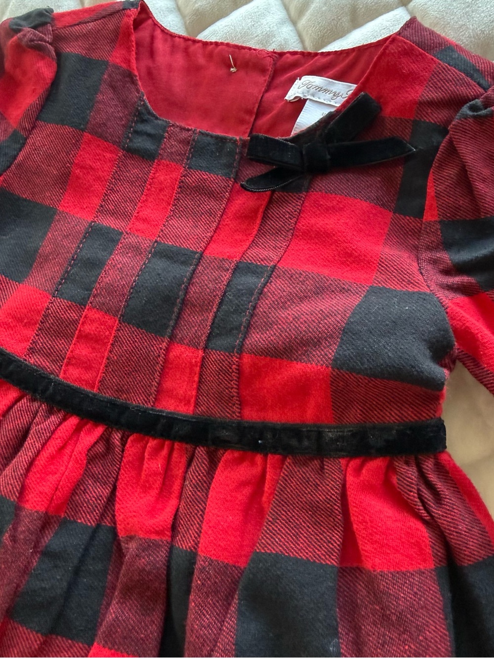 Tommy Bahama Kids NWT Buffalo Plaid Holiday Dress Red Black Velvet 2T